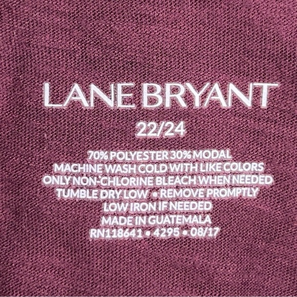 Size 22/24 Lane Bryant Burgundy Red Top Cold Shoulder Style High Neck Stretch - Picture 12 of 13